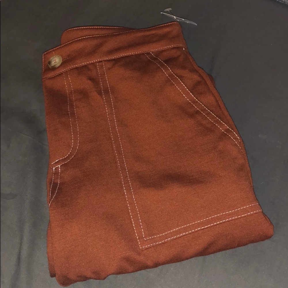 burnt orange crop flare pants